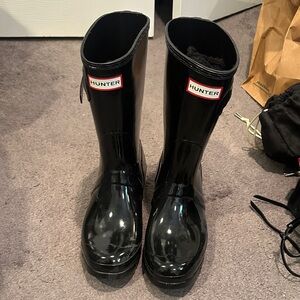 Hunter Glossy Black Waterproof Boots